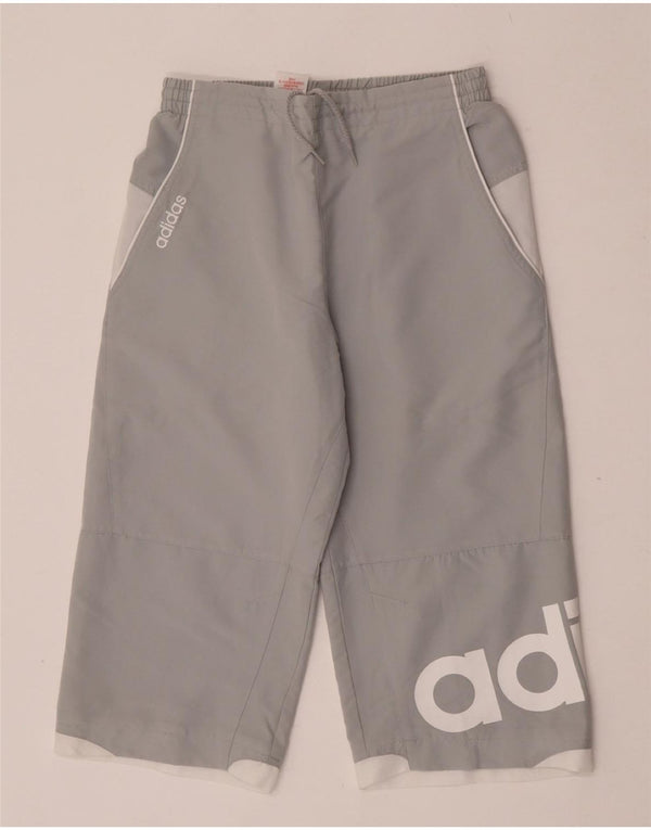 Adidas Boys Capri Tracksuit Trousers 13-14 Years XL Grey Colourblock