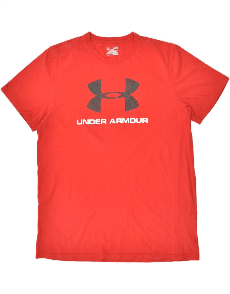 UNDER ARMOUR Mens Heat Gear Graphic T-Shirt Top XL Red Cotton | Vintage Under Armour | Thrift | Second-Hand Under Armour | Used Clothing | Messina Hembry 