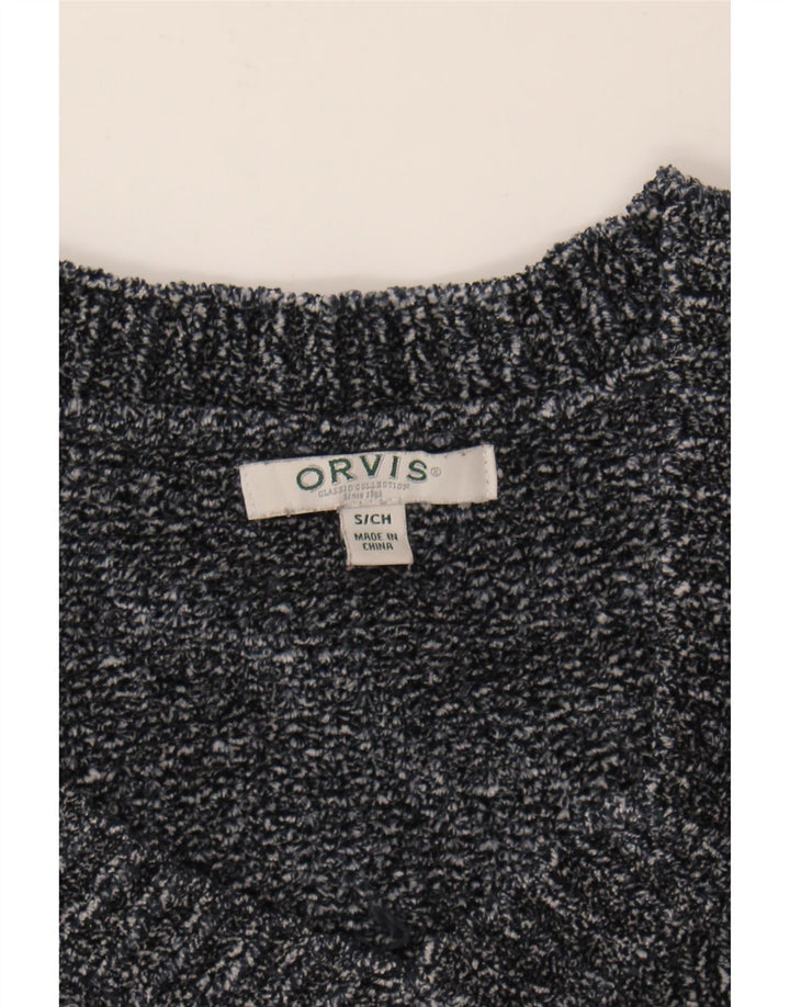 ORVIS Womens V-Neck Jumper Sweater UK 10 Small Grey Polyester Vintage Orvis and Second-Hand Orvis from Messina Hembry 
