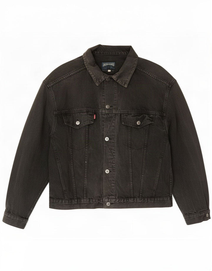 Jack & Jones Mens Denim Jacket UK 40 Large Black