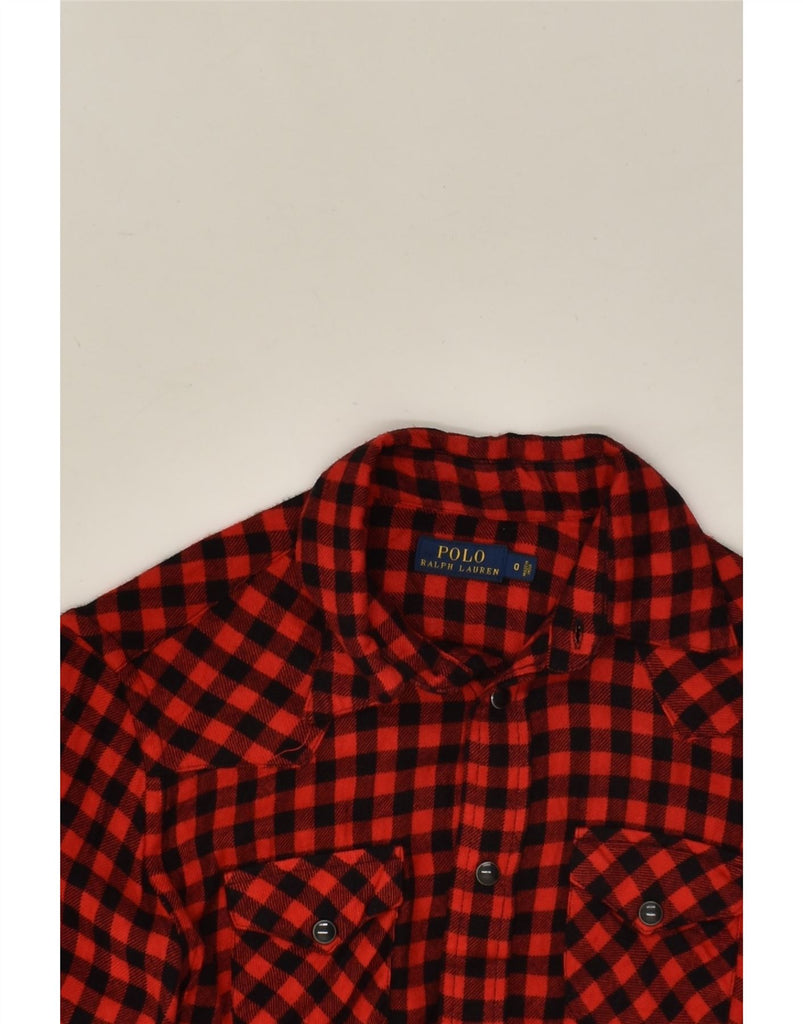 POLO RALPH LAUREN Womens Flannel Shirt US 0 XS Red Gingham Viscose | Vintage Polo Ralph Lauren | Thrift | Second-Hand Polo Ralph Lauren | Used Clothing | Messina Hembry 