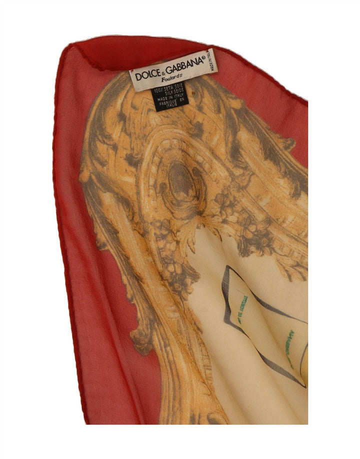 DOLCE & GABBANA Womens Square Scarf One Size Beige Geometric Silk Vintage Dolce & Gabbana and Second-Hand Dolce & Gabbana from Messina Hembry 