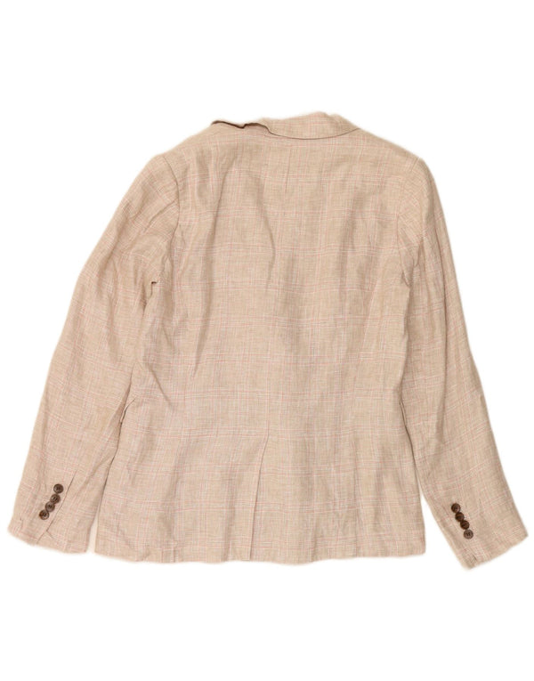 FRENCH CONNECTION Womens Oversized Blazer Jacket UK 10 Small Beige Check