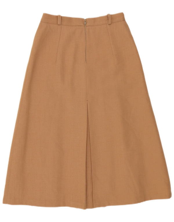 Vintage Womens High Waist Pleated Skirt IT 42 Medium W24 Beige