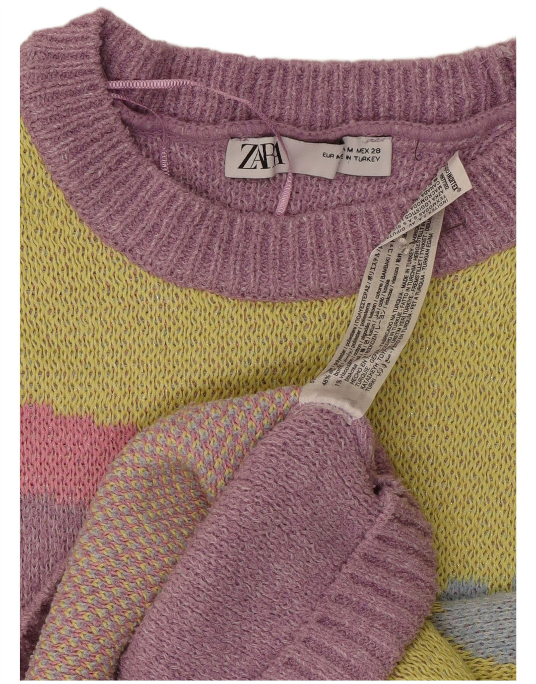 Zara Womens Graphic Crew Neck Jumper Sweater UK 12 Medium Purple