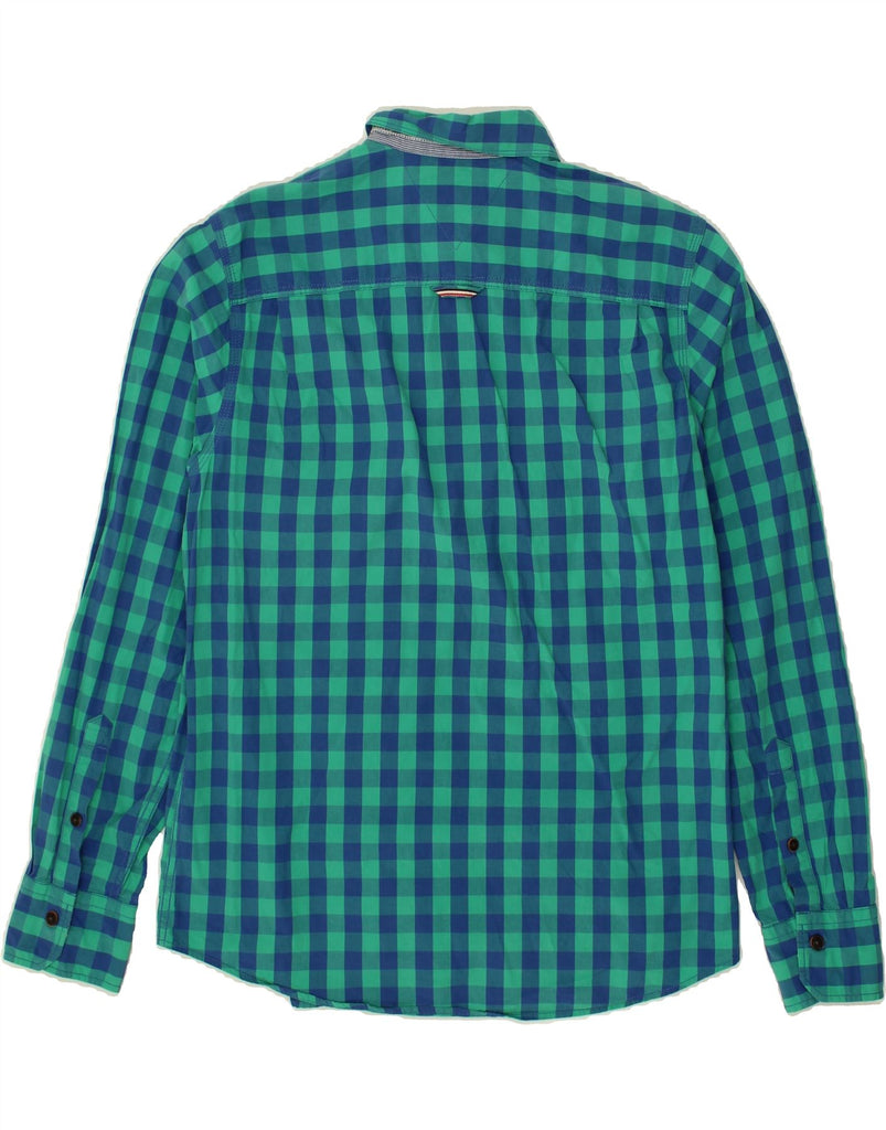 TOMMY HILFIGER Mens Slim Shirt Large Green Gingham Cotton | Vintage Tommy Hilfiger | Thrift | Second-Hand Tommy Hilfiger | Used Clothing | Messina Hembry 