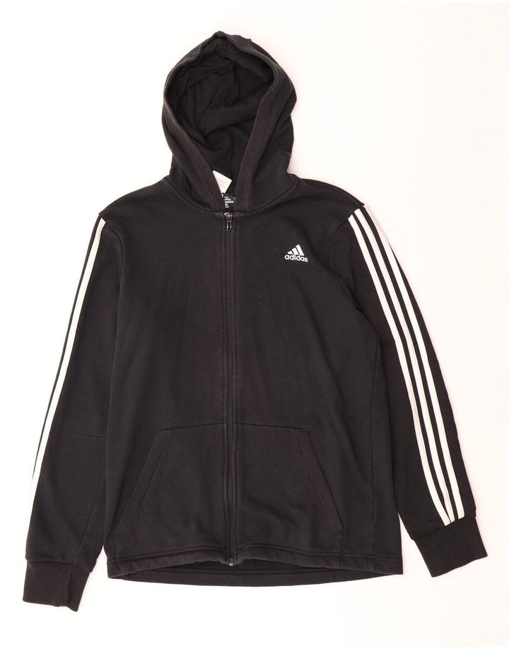 ADIDAS Boys Zip Hoodie Sweater 15-16 Years Black
