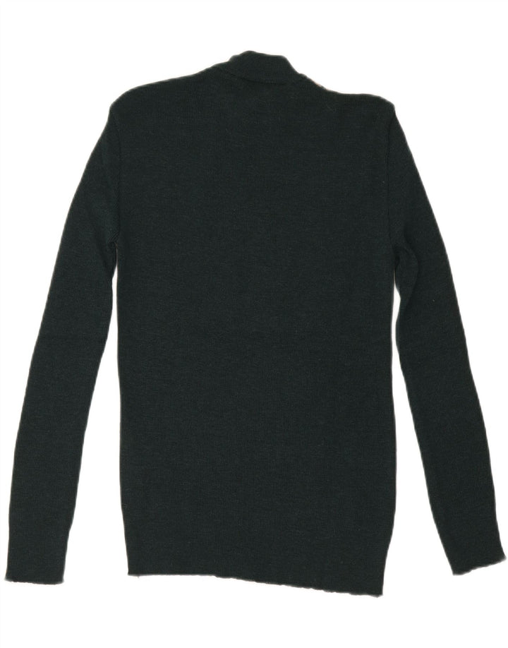 Vintage Womens Turtle Neck Jumper Sweater UK 8 Small Black Geometric