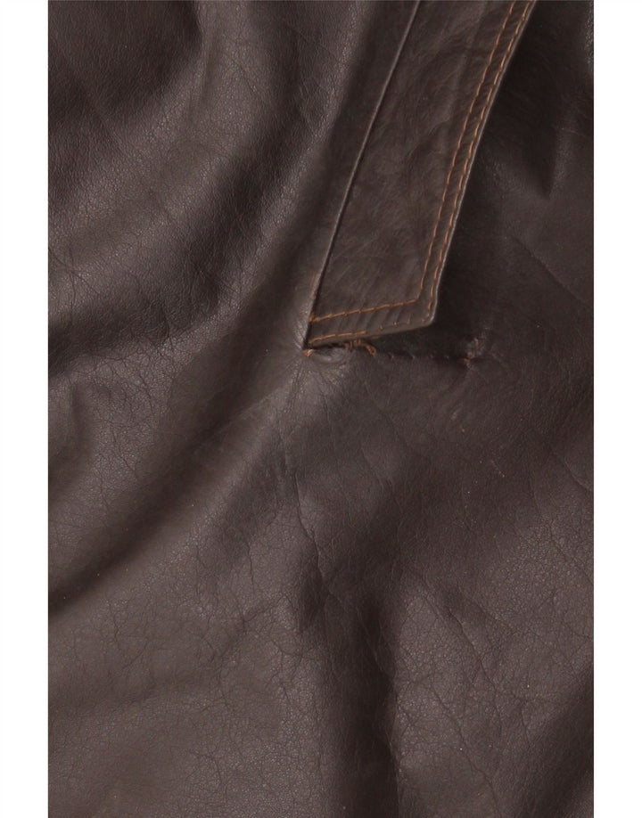 Vintage Mens Leather Coat UK 38 Medium Brown