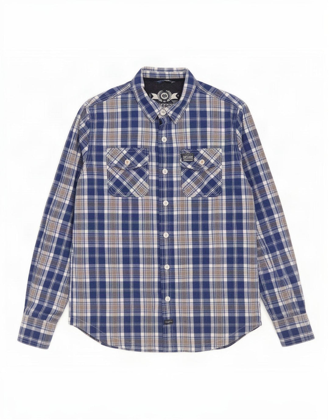 Superdry Mens Shirt 2XL Blue Check Cotton