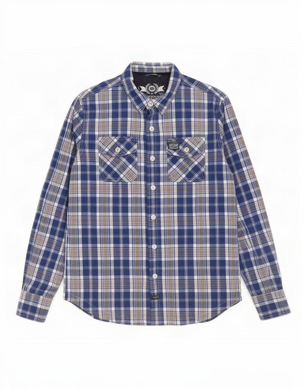 Superdry Mens Shirt 2XL Blue Check Cotton