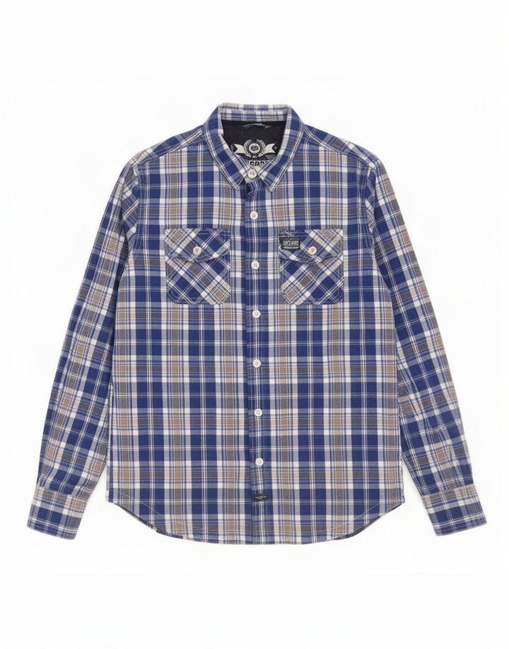 Superdry Mens Shirt 2XL Blue Check Cotton