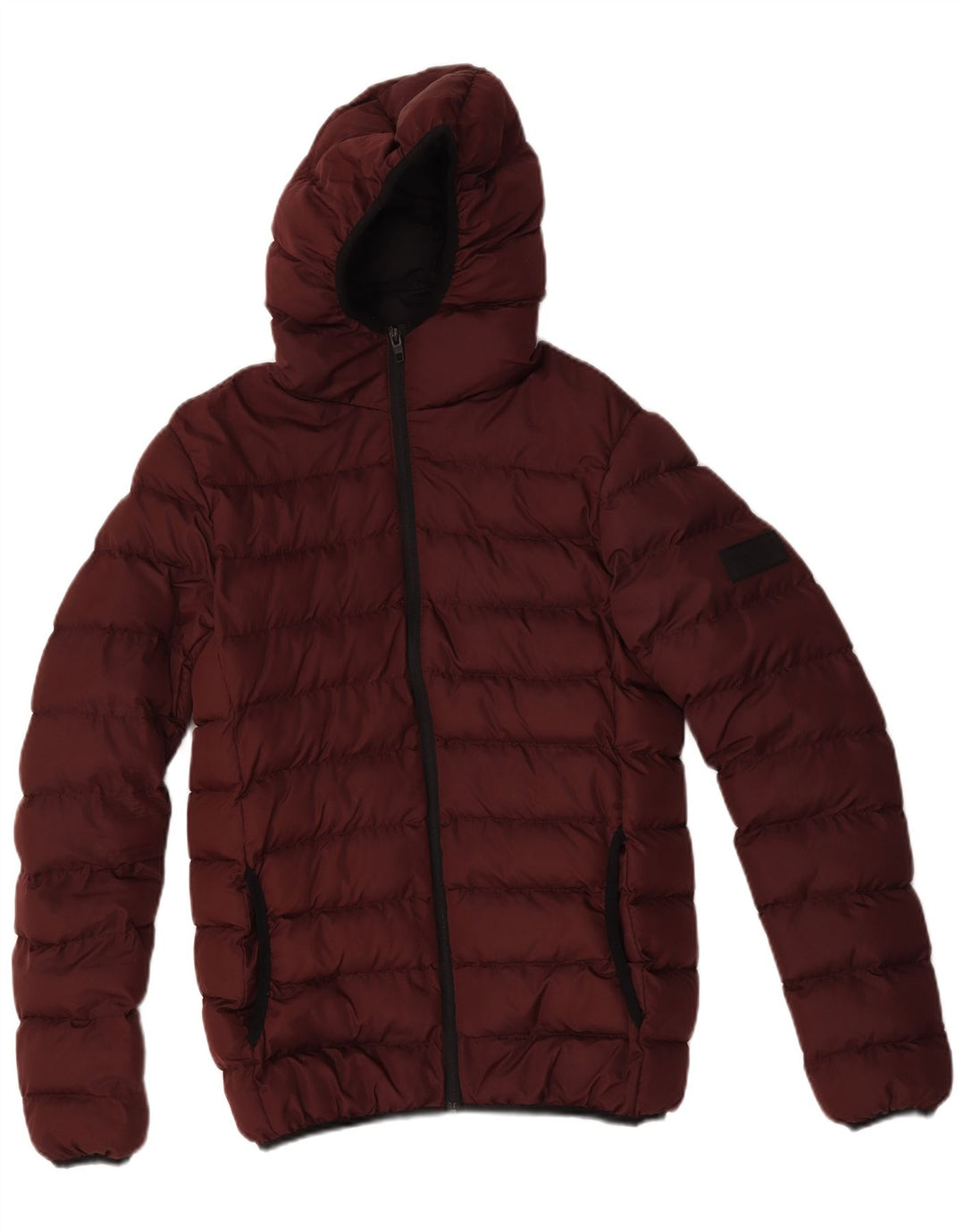 French Connection Mens Hooded Padded Jacket UK 34 XS Burgundy Polyester