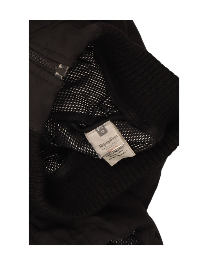 REFRIGIWEAR Womens Hooded Bomber Windbreaker Jacket UK 10 Small Black Vintage Refrigiwear and Second-Hand Refrigiwear from Messina Hembry 