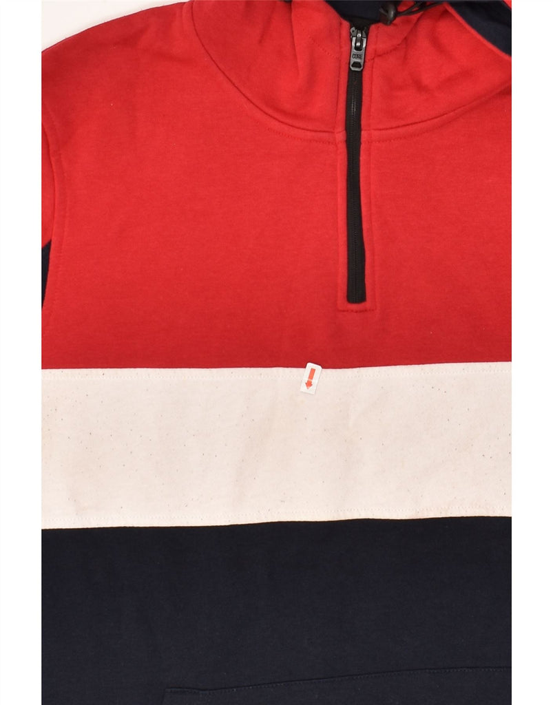 JACK & JONES Mens Graphic Zip Neck Hoodie Jumper Large Red Colourblock | Vintage Jack & Jones | Thrift | Second-Hand Jack & Jones | Used Clothing | Messina Hembry 