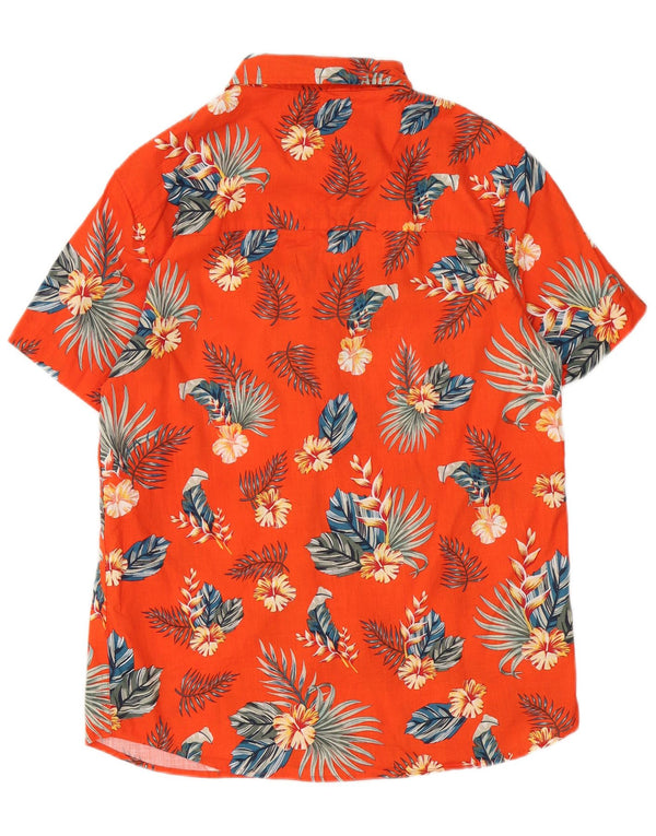 Mountain Warehouse Mens Short Sleeve Shirt Small Orange Floral Cotton