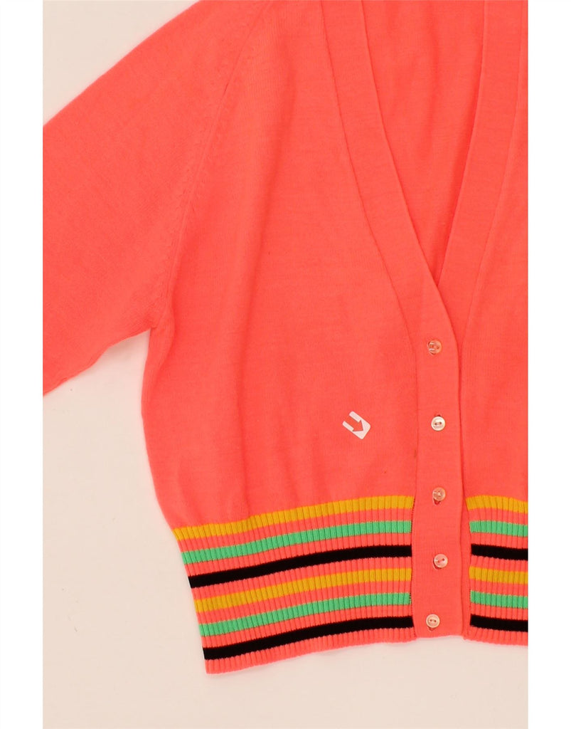 VINTAGE Womens Crop Cardigan Sweater UK 12 Medium Pink Striped Vintage Vintage and Second-Hand Vintage from Messina Hembry 