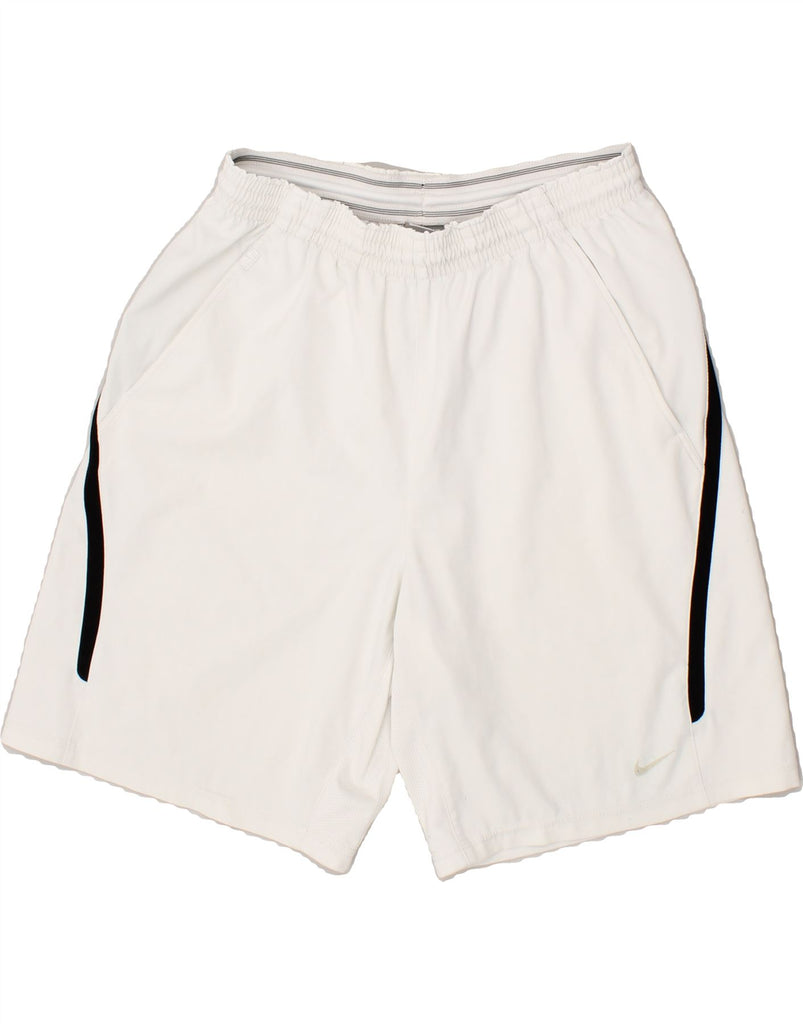 NIKE Mens Fit Dry Sport Shorts Medium White Polyester Vintage Nike and Second-Hand Nike from Messina Hembry 