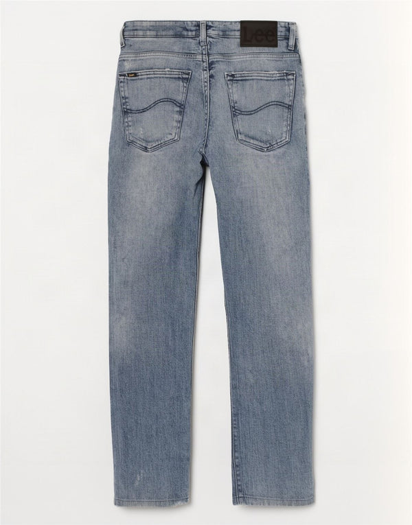 Lee Mens Knox Distressed Straight Jeans W29 L30 Blue Cotton
