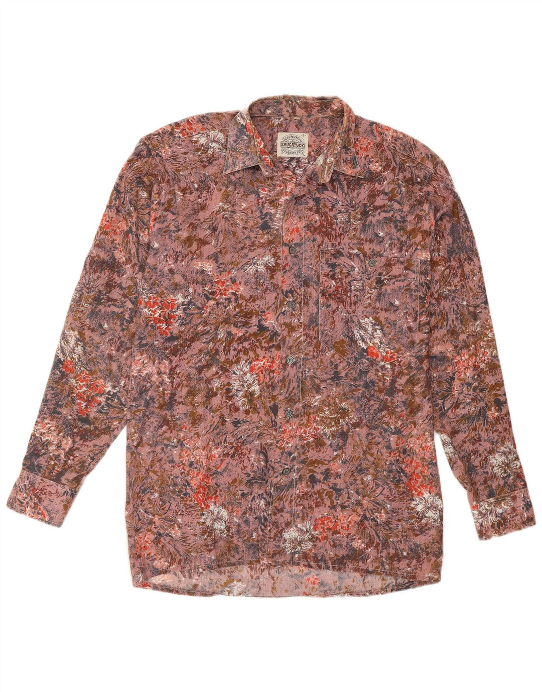 Saucatuck Mens Shirt Size 38 Medium Pink Floral