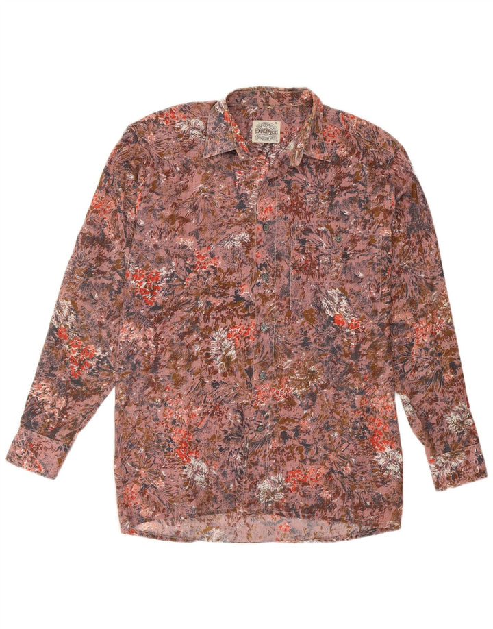 Saucatuck Mens Shirt Size 38 Medium Pink Floral