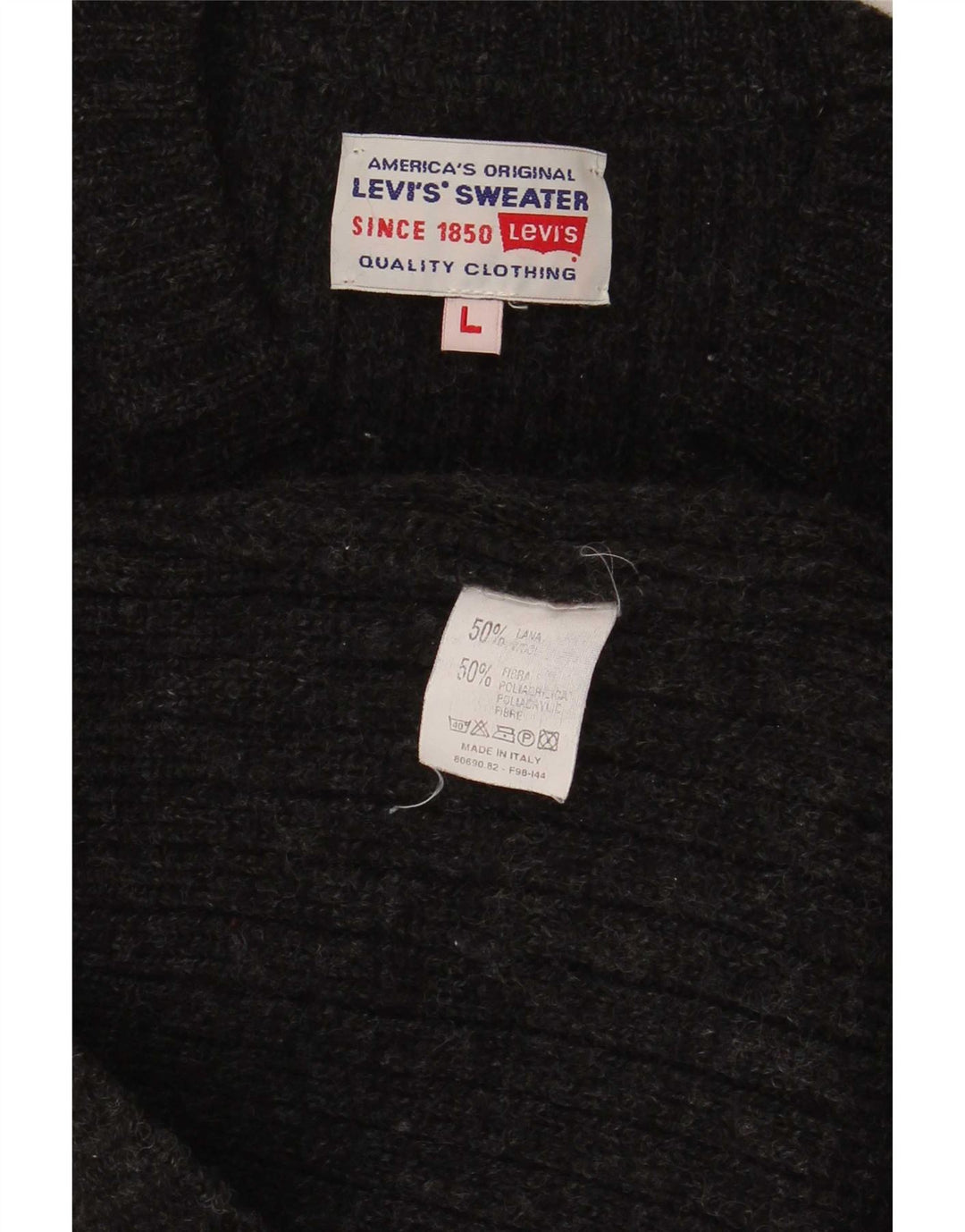 Levi's Mens V-Neck Jumper Sweater Large Black Polyacrylic