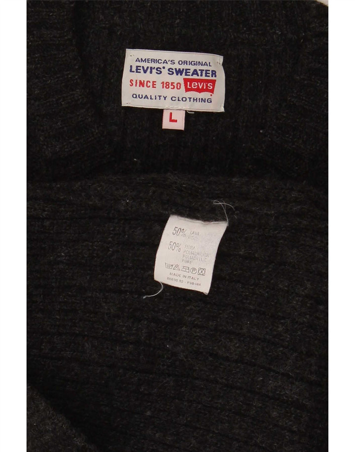 Levi's Mens V-Neck Jumper Sweater Large Black Polyacrylic