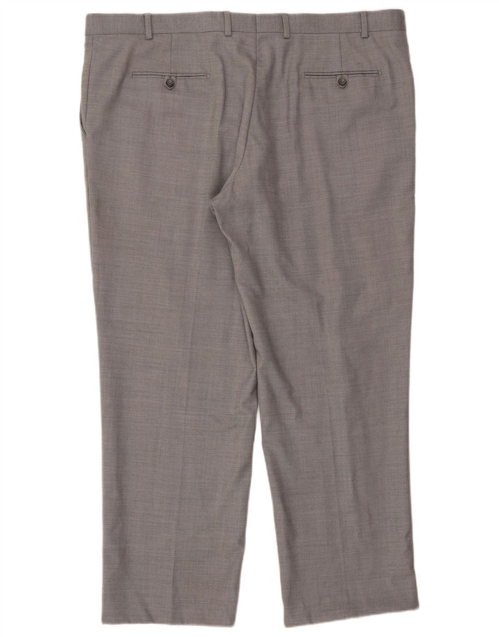 Marks & Spencer Mens Tapered Suit Trousers W44 L31 Grey Wool