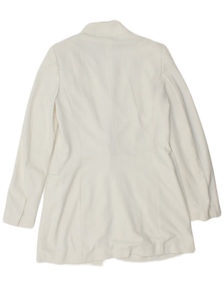 ZARA Womens Longline Blazer Jacket UK 12 Medium White Polyester