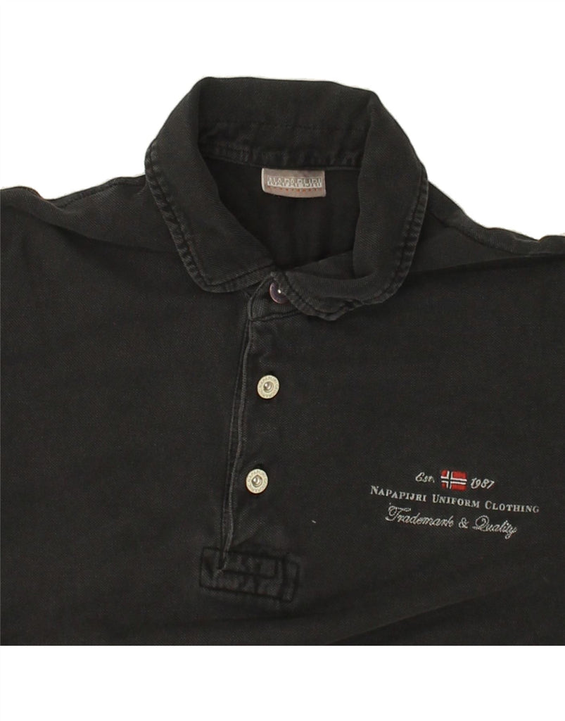 NAPAPIJRI Mens Polo Shirt Small Black Cotton | Vintage Napapijri | Thrift | Second-Hand Napapijri | Used Clothing | Messina Hembry 