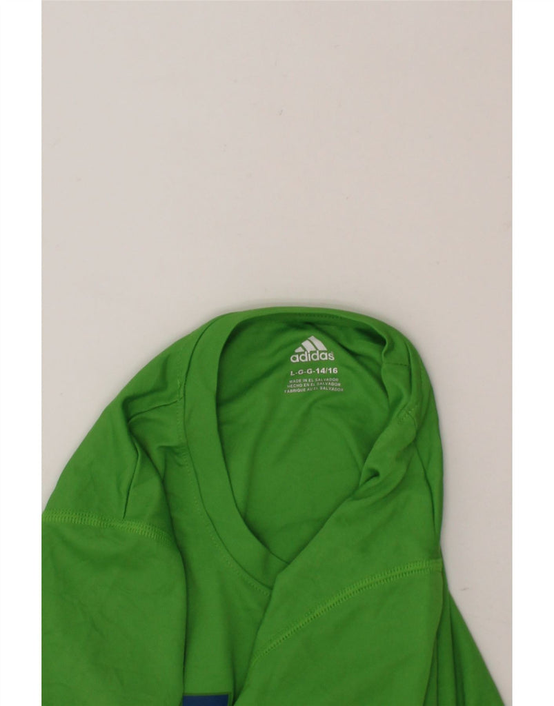 ADIDAS Boys Graphic T-Shirt Top 14-15 Years Large  Green Polyester Vintage Adidas and Second-Hand Adidas from Messina Hembry 