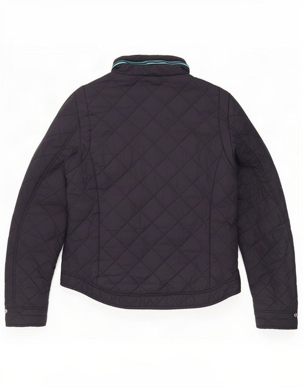 Superdry Mens Hooded Quilted Jacket UK 38 Medium Navy Blue Nylon