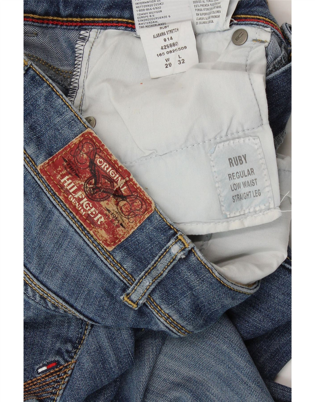 Tommy Hilfiger Womens Ruby Low Waist Straight Jeans W29 L32 Blue Cotton