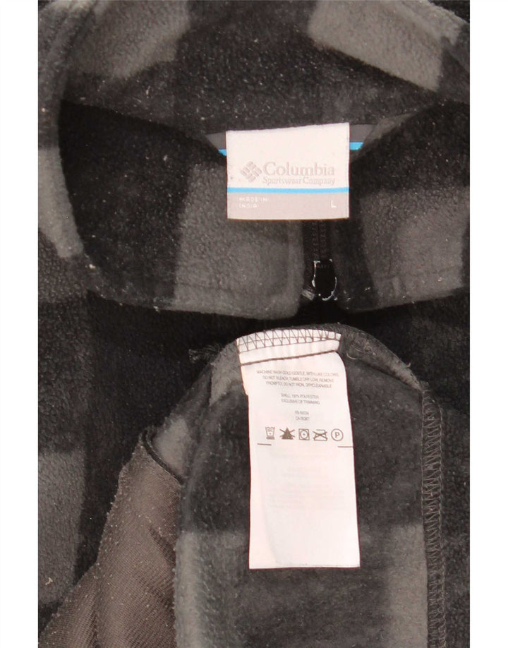 Columbia Mens Fleece Jacket UK 40 Large Grey Check Polyester