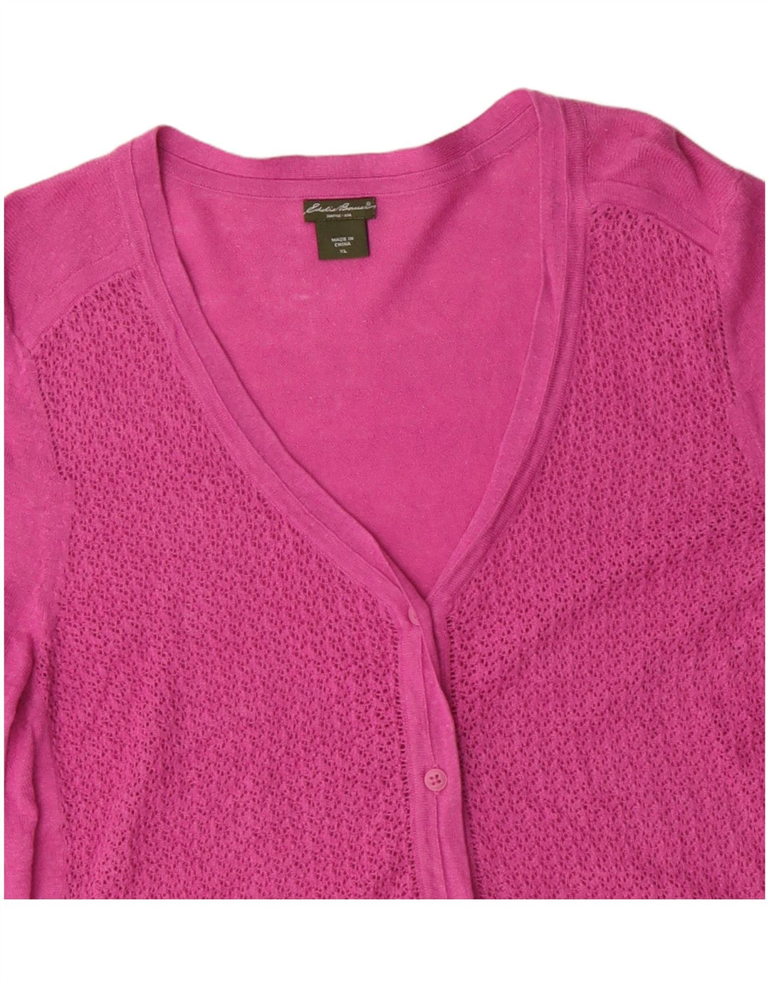 Eddie Bauer Womens 3/4 Sleeve Cardigan Sweater UK 18 XL Pink Linen