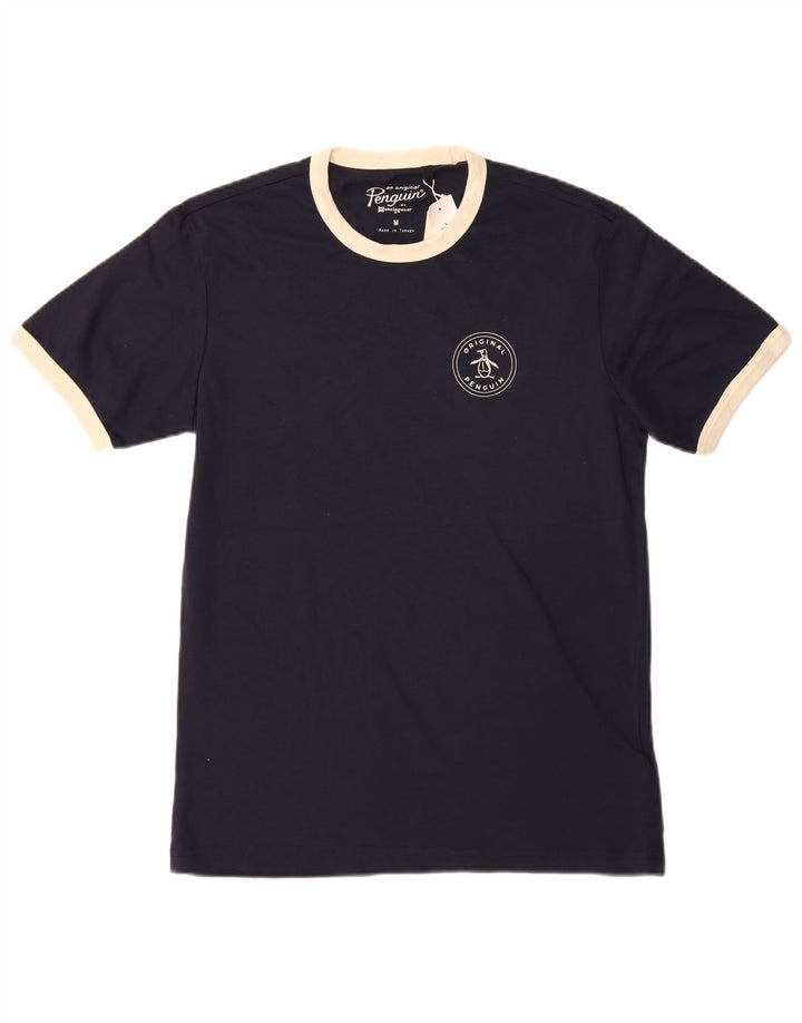 Penguin Mens T-Shirt Top Medium Navy Blue Cotton