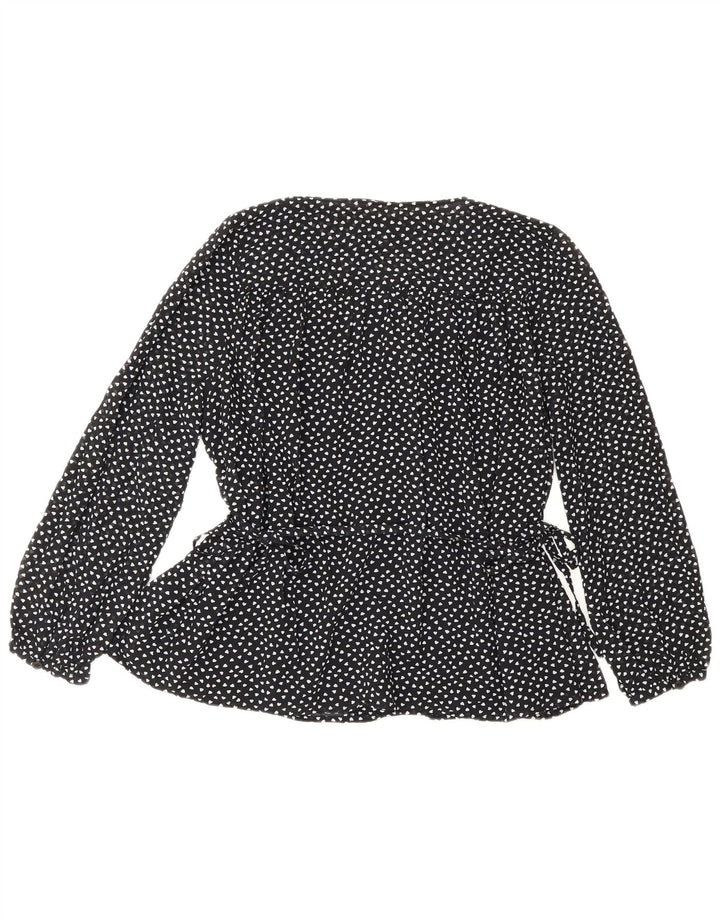 Whistles Womens Shirt Blouse UK 10 Small Black Spotted Polyester Heart