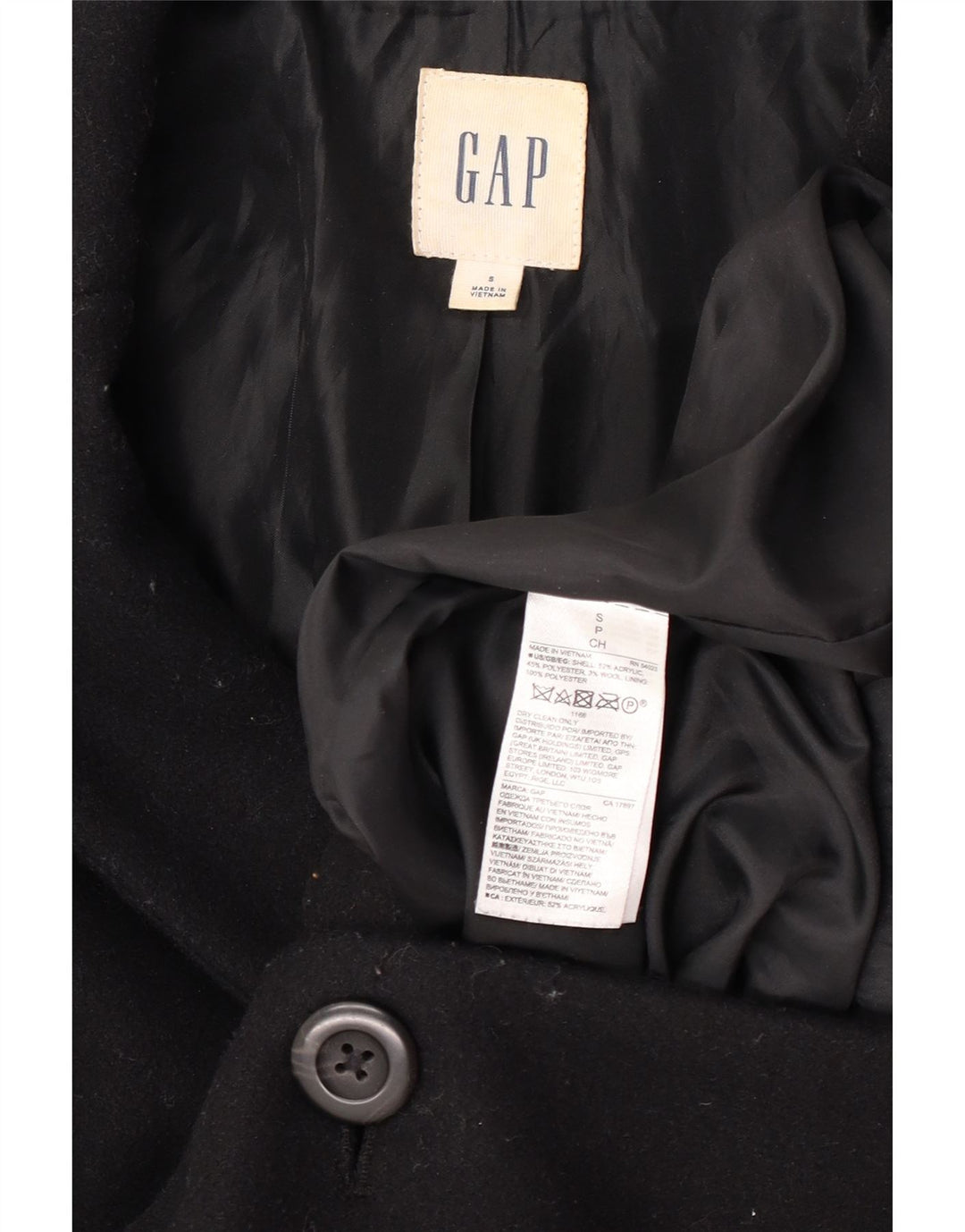 Gap Womens Oversized Overcoat UK 10 Small Black Acrylic