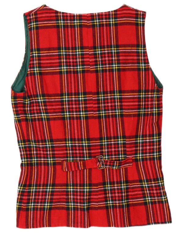 VINTAGE Mens Waistcoat Small Red Plaid
