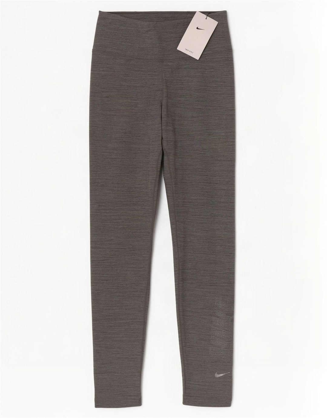 Nike Womens Dri Fit Graphic Leggings UK 4 XS Grey Flecked Polyester