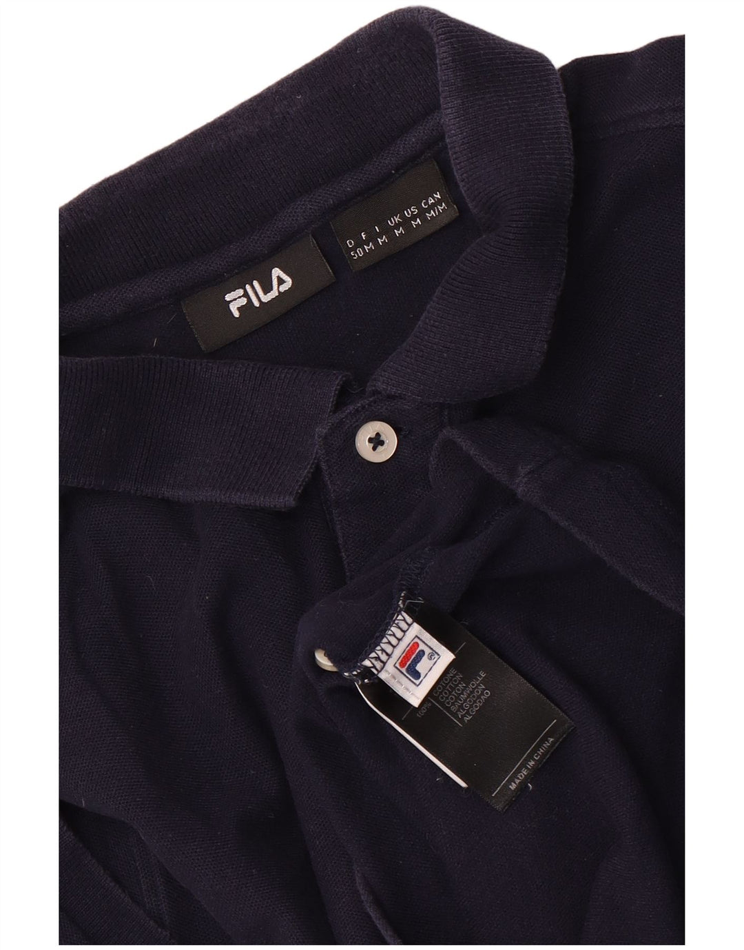 Fila Mens Polo Shirt Medium Navy Blue Cotton