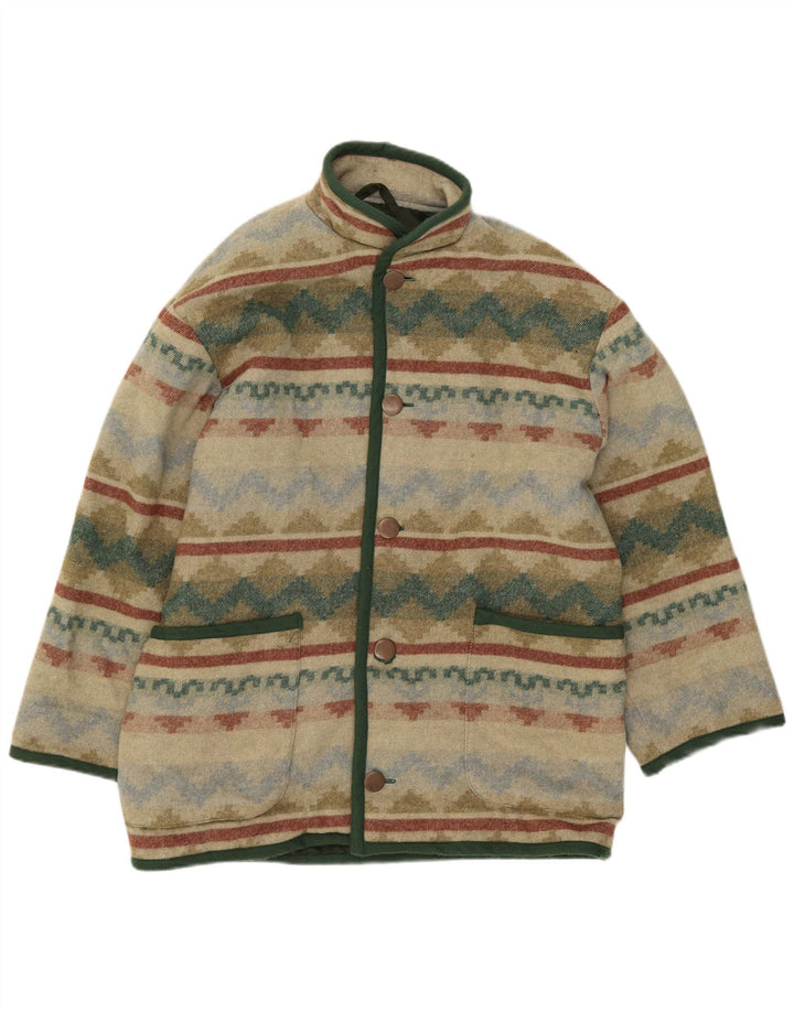 Vintage Mens Windbreaker Coat UK 38 Medium Green Geometric