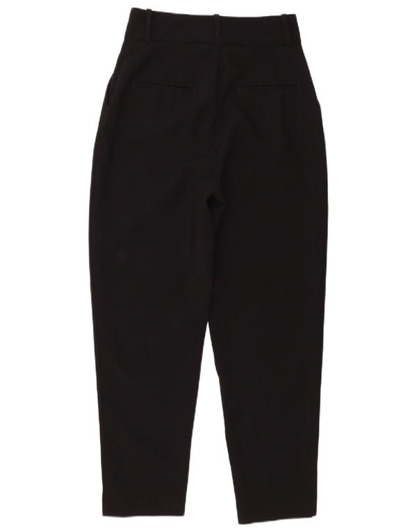 Zara Womens High Waist Tapered Chino Trousers Small W26 L26 Black Polyester