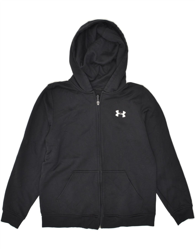 UNDER ARMOUR Boys Zip Hoodie Sweater 11-12 Years Large Black Polyester | Vintage Under Armour | Thrift | Second-Hand Under Armour | Used Clothing | Messina Hembry 