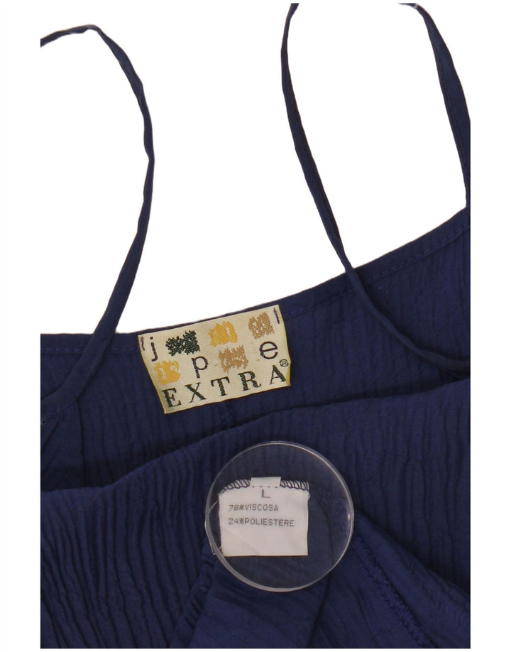 VINTAGE Womens Slip Dress UK 14 Large Navy Blue Viscose