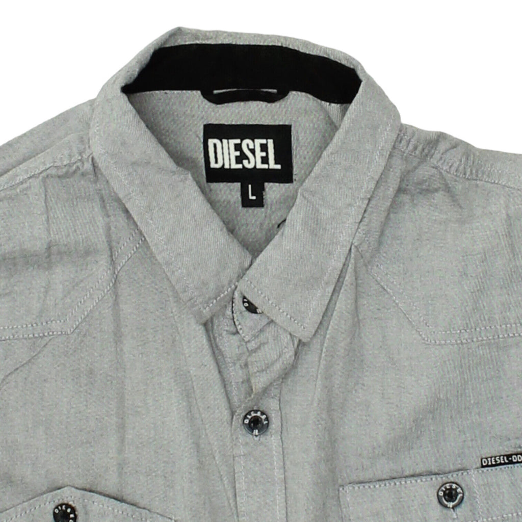 Diesel Mens Grey Button Up Shirt | Vintage High End Casual Designer VTG Vintage Messina Hembry and Second-Hand Messina Hembry from Messina Hembry 