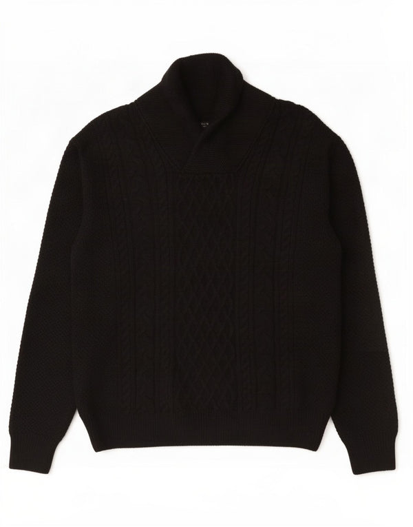 Zara Mens Shawl Neck Jumper Sweater XL Navy Blue Acrylic