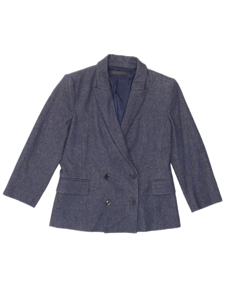 Trussardi Womens 3/4 Sleeve Double Breasted Blazer Jacket IT 42 Medium Blue