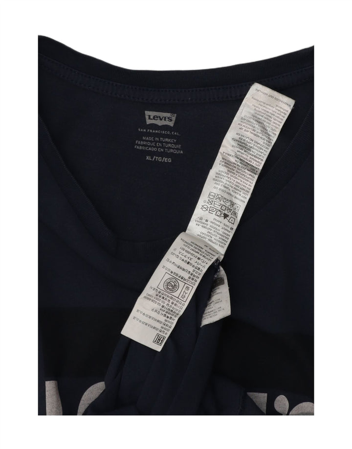 LEVI'S Mens Graphic T-Shirt Top XL Navy Blue Cotton Vintage Levi's and Second-Hand Levi's from Messina Hembry 