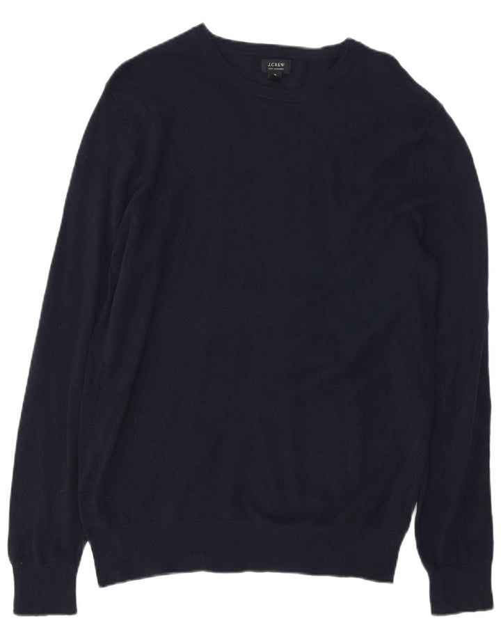 J. CREW Mens Boat Neck Jumper Sweater Medium Navy Blue Cotton
